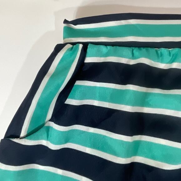 Everly Navy Aqua Stripe Skirt Lined with Pockets Size L - Picture 3 of 9